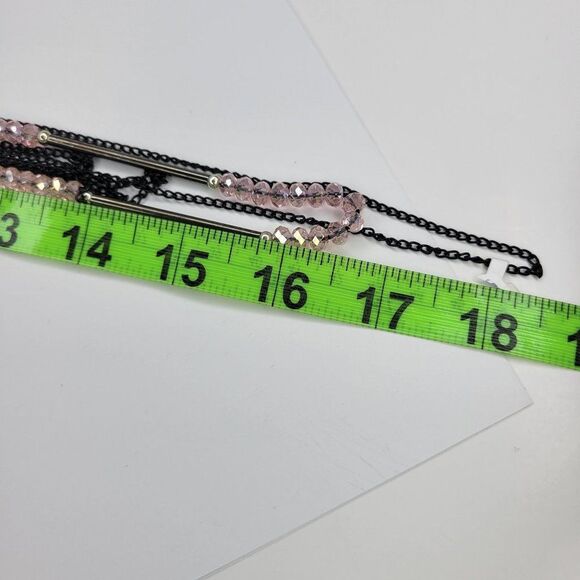 Multistrand Pink Bead Necklace, Pale Pink Long Necklace - Picture 9 of 12